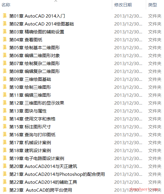 AutoCAD 2014从入门到精通视频教程下载（含素材）