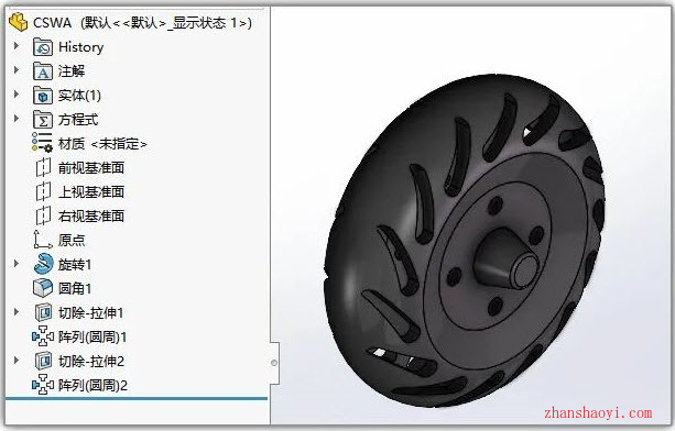 Solidworks建模基础练习之绘制轮胎三维模型
