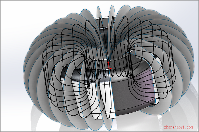 Solidworks建模中级练习之画一个电感线圈绕铁环特征