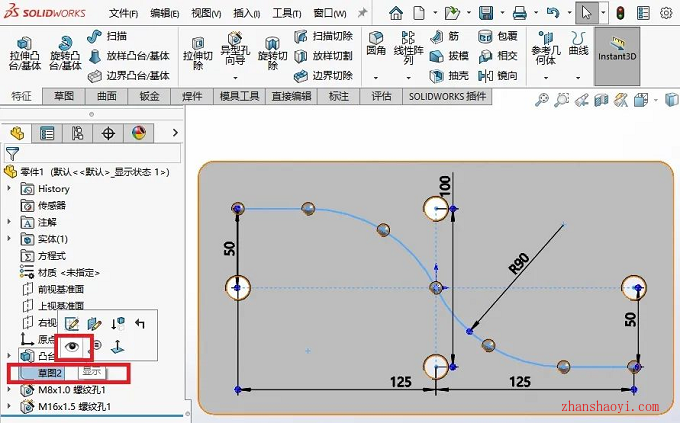 Solidworks建模时做的一些辅助线怎么在工程图中显示？