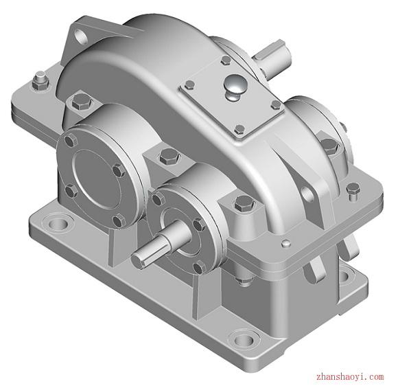 一级圆柱斜齿轮变速箱减速器3D模型(含源文件)