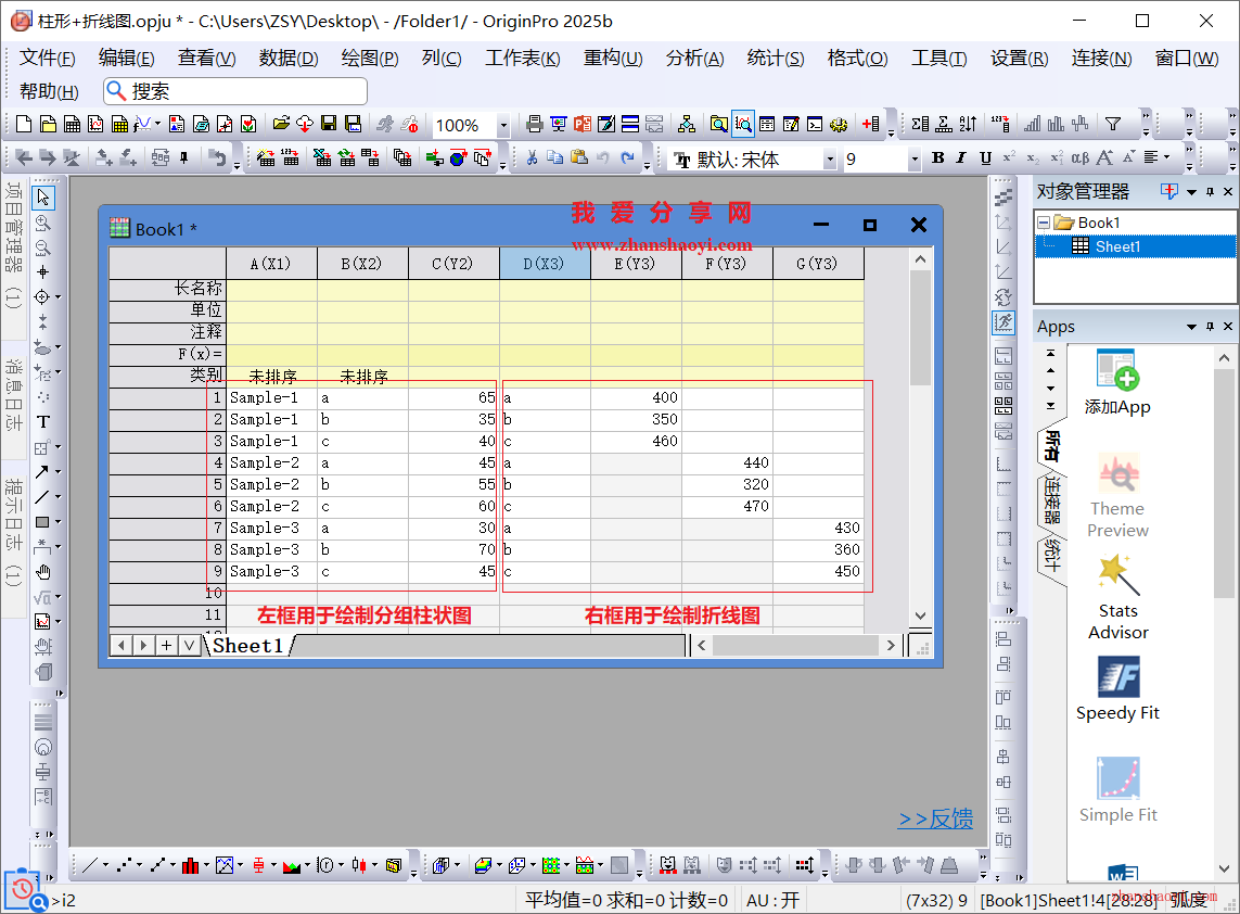 Origin 2025b图表技巧之柱状折线组合图，让不同组数据对比更加直观！