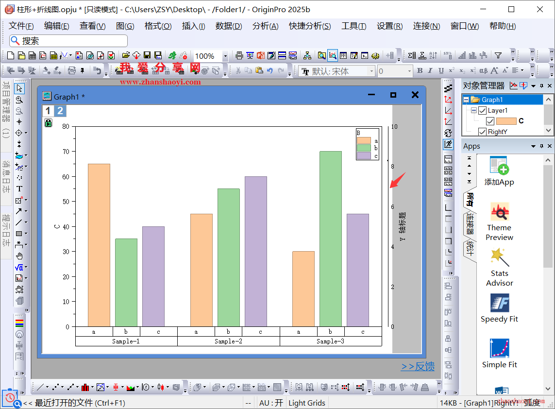 Origin 2025b图表技巧之柱状折线组合图，让不同组数据对比更加直观！