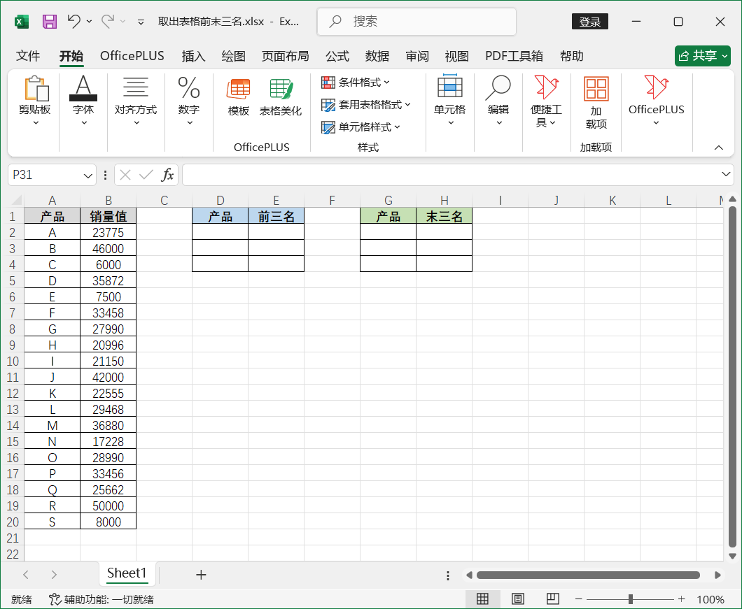 Excel 2024技巧之如何快速从表格中自动提取前三名和后三名数据?