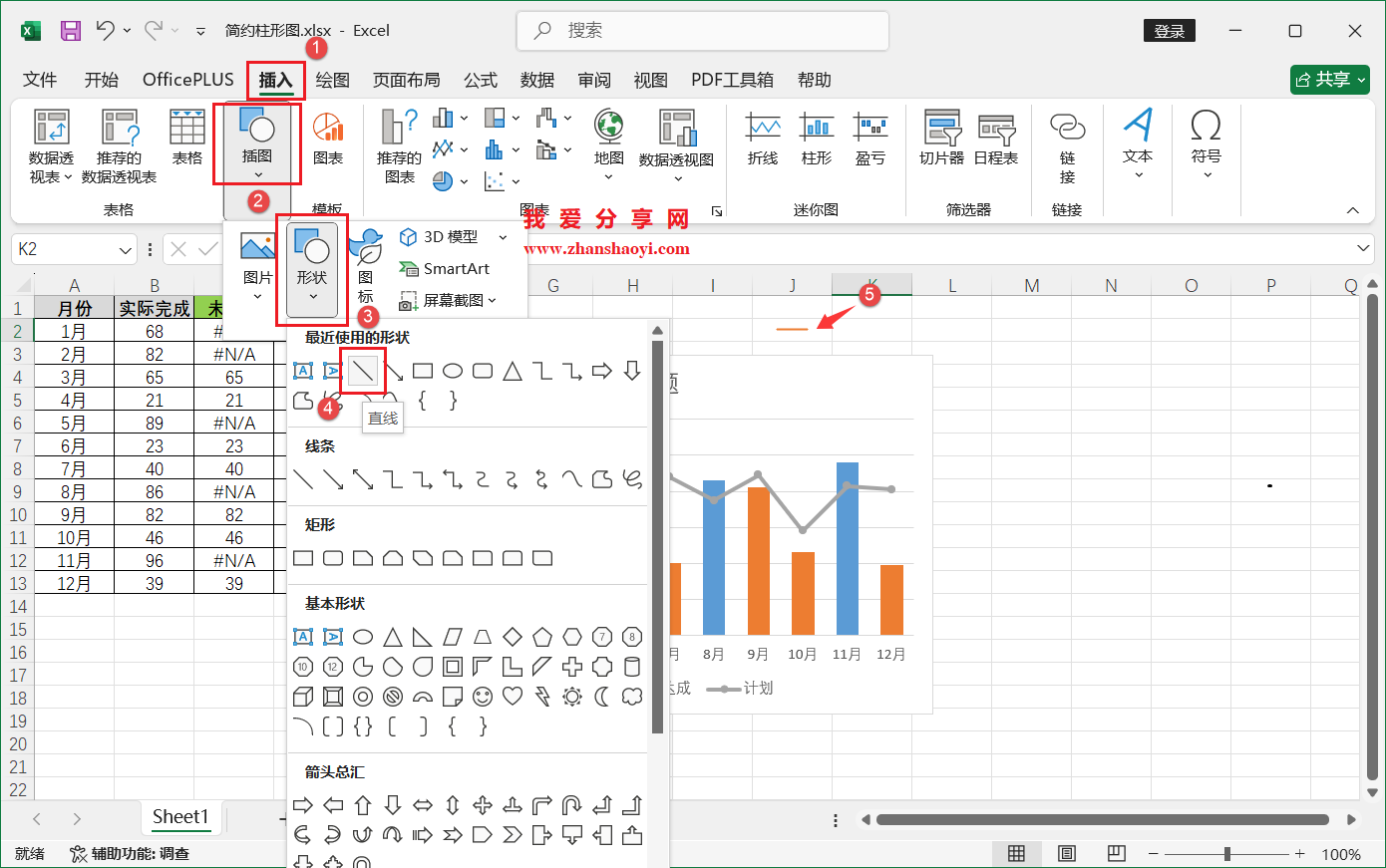 Excel 2024图表技巧之简约柱形图,直观突出显示出达成项