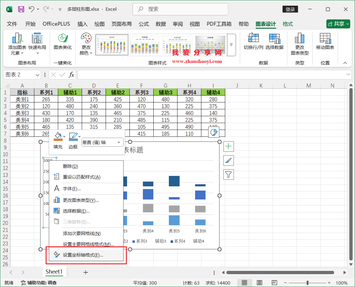 Excel 2024图表技巧之复合多层柱形图,多组数据每个系列单独放一层!