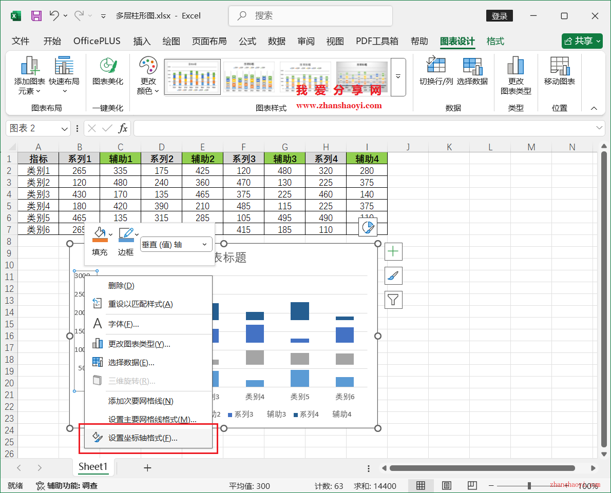 Excel 2024图表技巧之复合多层柱形图，多组数据每个系列单独放一层！